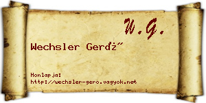 Wechsler Gerő névjegykártya